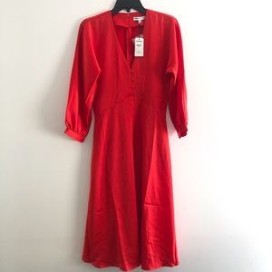 Express x Ladygang Red Satin midi dress